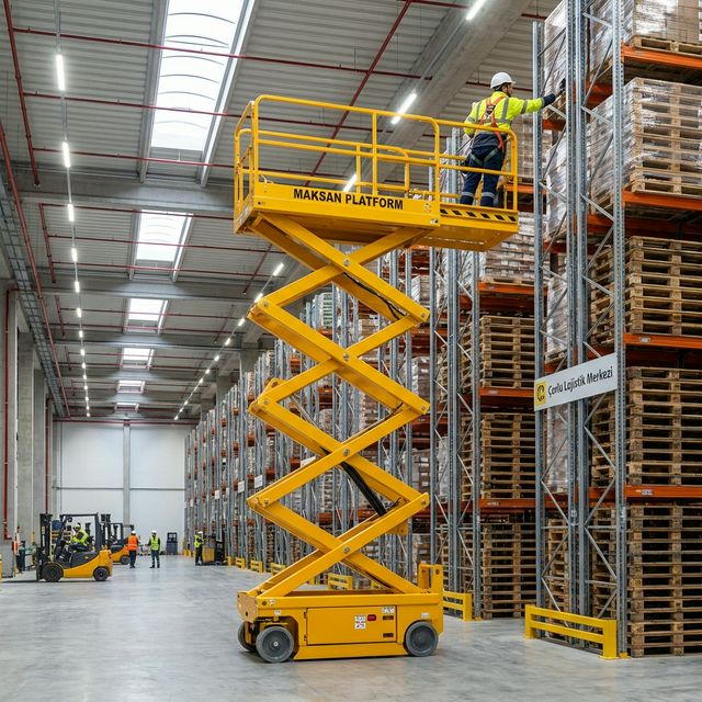 Çorlu Lojistik Merkezinde Makaslı Platform Çalışması